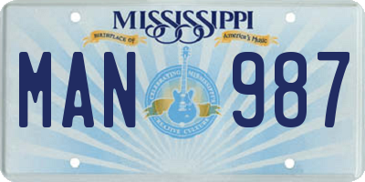 MS license plate MAN987