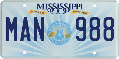 MS license plate MAN988