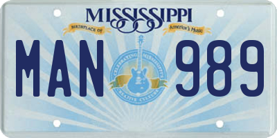 MS license plate MAN989