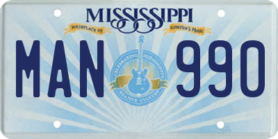 MS license plate MAN990