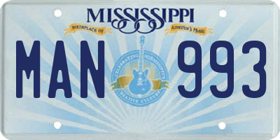 MS license plate MAN993