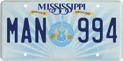 MS license plate MAN994