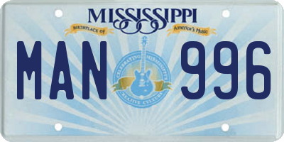 MS license plate MAN996