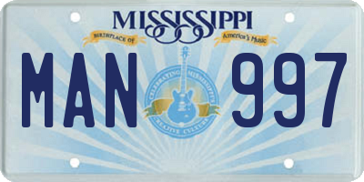 MS license plate MAN997