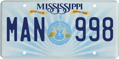 MS license plate MAN998