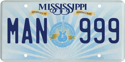 MS license plate MAN999