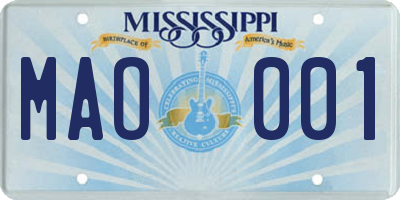 MS license plate MAO001