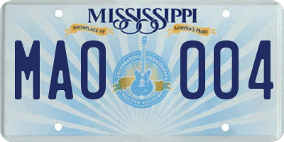 MS license plate MAO004