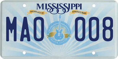 MS license plate MAO008