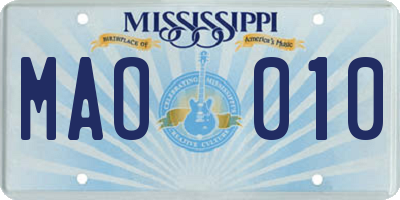 MS license plate MAO010