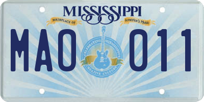 MS license plate MAO011