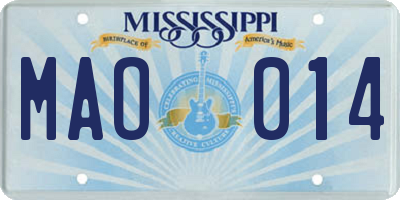 MS license plate MAO014