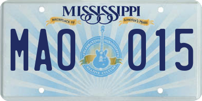 MS license plate MAO015
