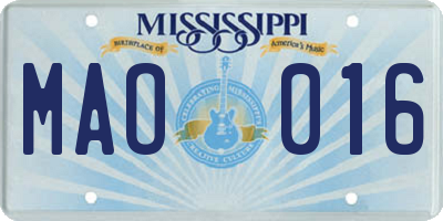 MS license plate MAO016