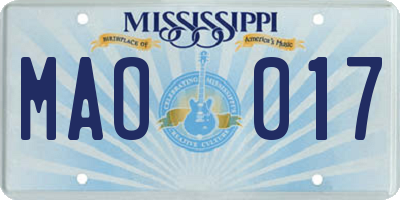 MS license plate MAO017