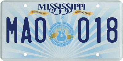 MS license plate MAO018