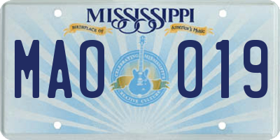 MS license plate MAO019