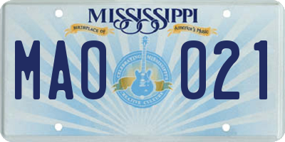 MS license plate MAO021