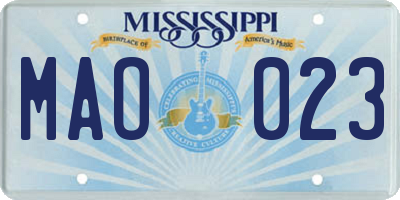 MS license plate MAO023