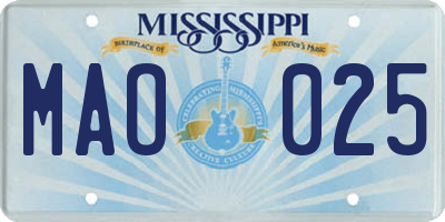 MS license plate MAO025