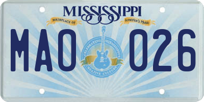 MS license plate MAO026