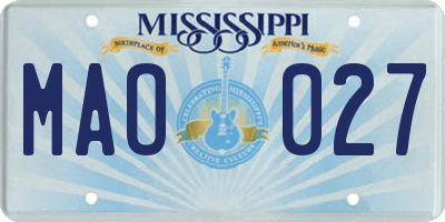 MS license plate MAO027