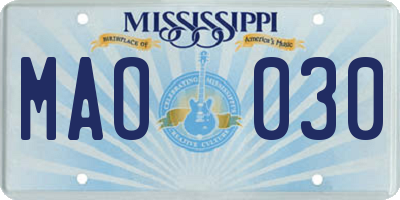 MS license plate MAO030