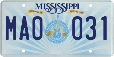 MS license plate MAO031
