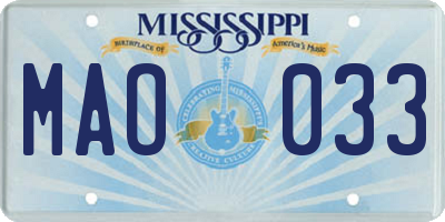 MS license plate MAO033