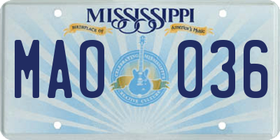 MS license plate MAO036