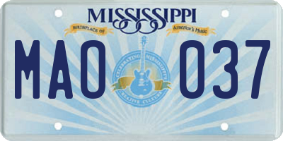 MS license plate MAO037