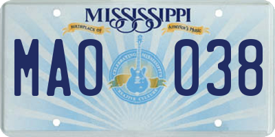 MS license plate MAO038