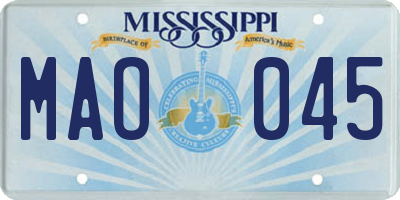 MS license plate MAO045