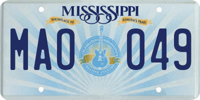 MS license plate MAO049