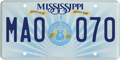 MS license plate MAO070