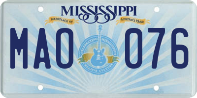 MS license plate MAO076