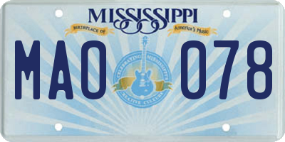MS license plate MAO078