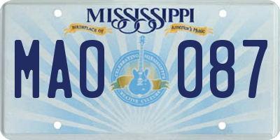 MS license plate MAO087