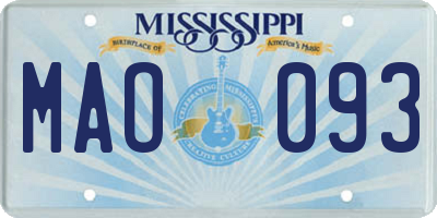 MS license plate MAO093