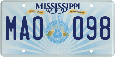 MS license plate MAO098