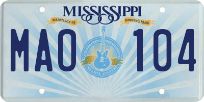 MS license plate MAO104