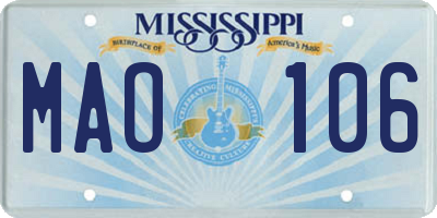MS license plate MAO106
