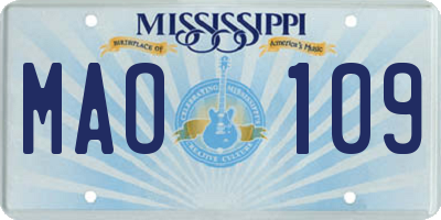 MS license plate MAO109