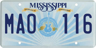 MS license plate MAO116