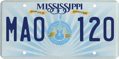 MS license plate MAO120
