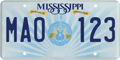 MS license plate MAO123