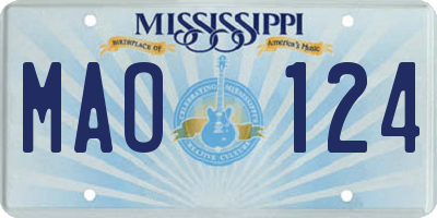 MS license plate MAO124