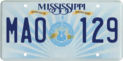 MS license plate MAO129