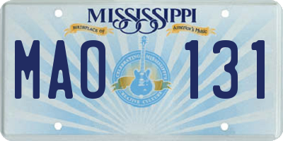 MS license plate MAO131