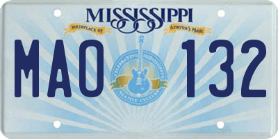 MS license plate MAO132